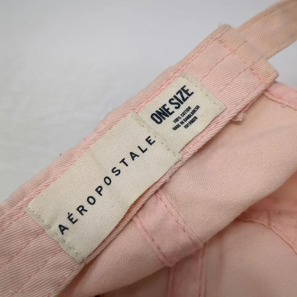 Aeropostale Baseball Cap Pink One Size Log Off Embroidered Cotton Slideback Hat